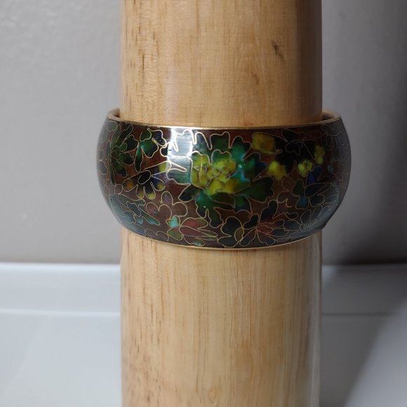 Pretty Multicolor Floral Large Vintage Bangle - Picture 2 of 16